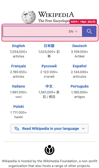 Raw iPhone Wikipedia page with Search Button shift